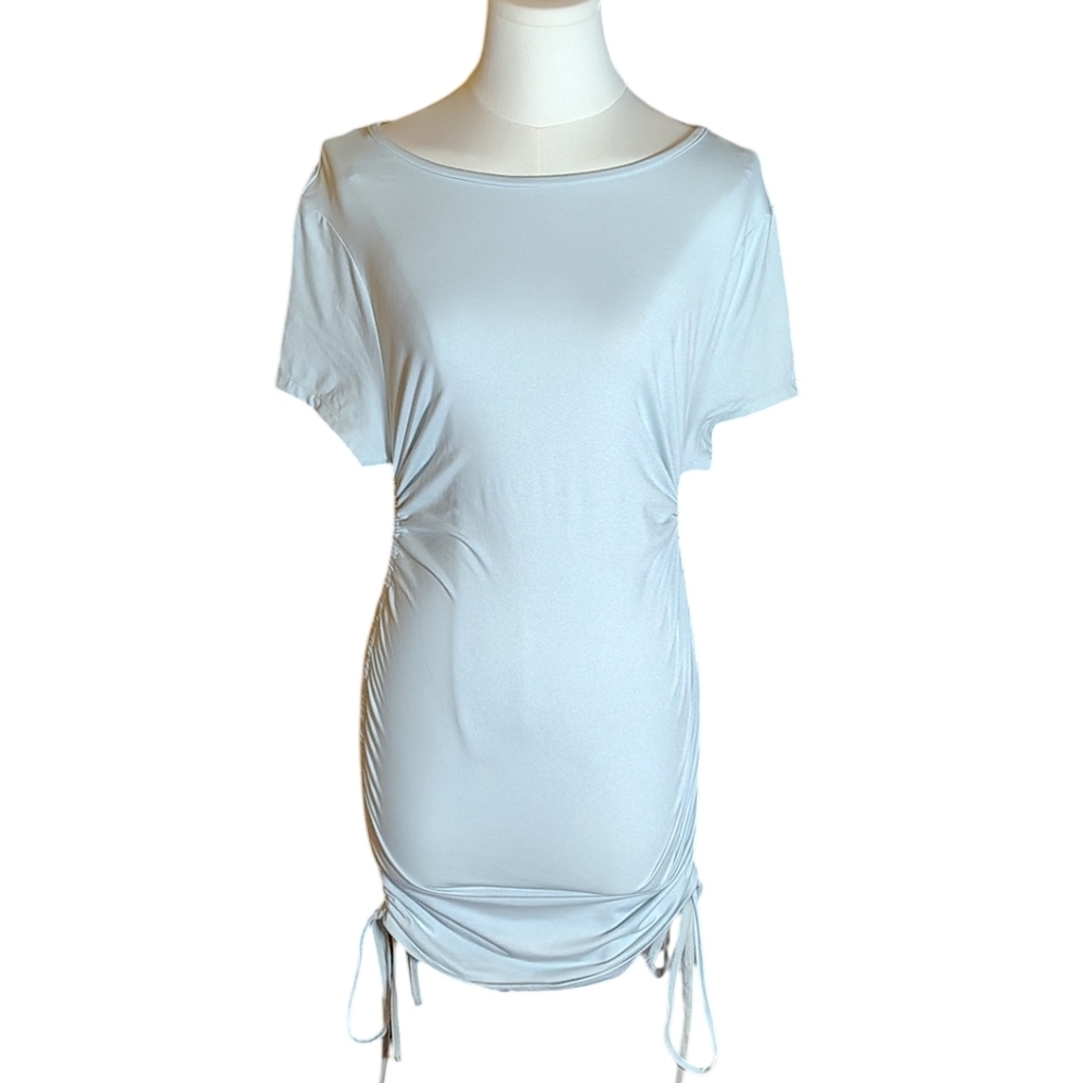 Nwt Rue21 Light Blue Mini Cinched Bodycon Dress With Side Ties Size Medium